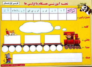 عکس تخته آموزشی فارسی اول دبستان صیانت